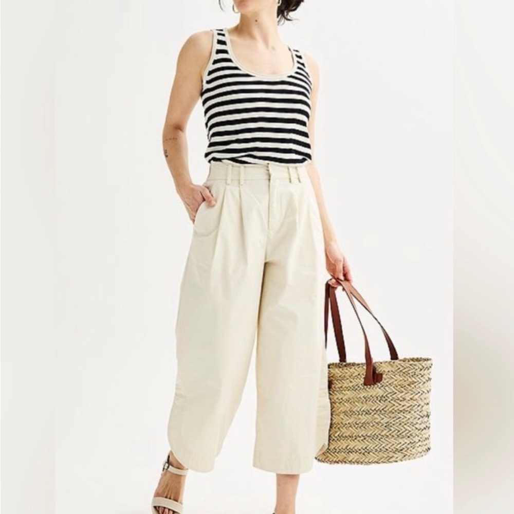 Sonoma Cream Wide Leg Cropped Pants